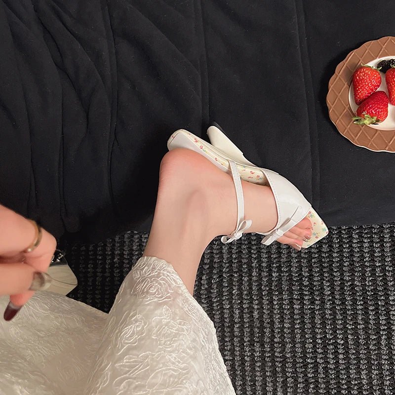 Summer Wedges Heel Women Slippers Fashion Open Toe Butterfly-knot Ladies Dress Slides Lazy Shoes