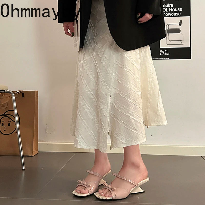 Summer Wedges Heel Women Slippers Fashion Open Toe Butterfly-knot Ladies Dress Slides Lazy Shoes