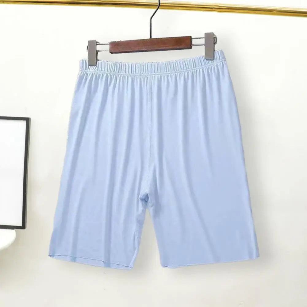 Men Summer Shorts Comfortable Men's Pajama Shorts with Elastic Waist Breathable Fabric Soft Knee Length Homewear Pants for Men