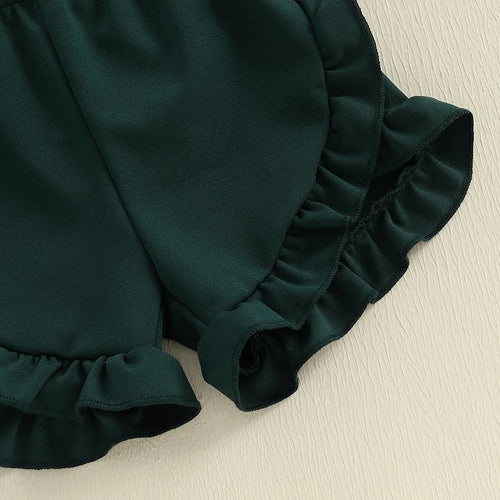 Adorable Infant Girl Outfit with Cute Bunny Applique Tank Top and Matching Ruffle Shorts for Summer Fun and Playtime